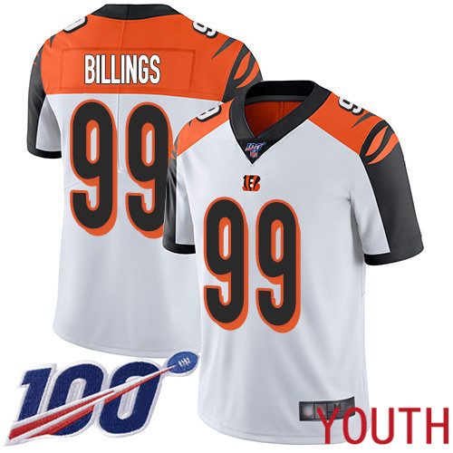 Cincinnati Bengals Limited White Youth Andrew Billings Road Jersey NFL Footballl #99 100th Season Vapor Untouchable